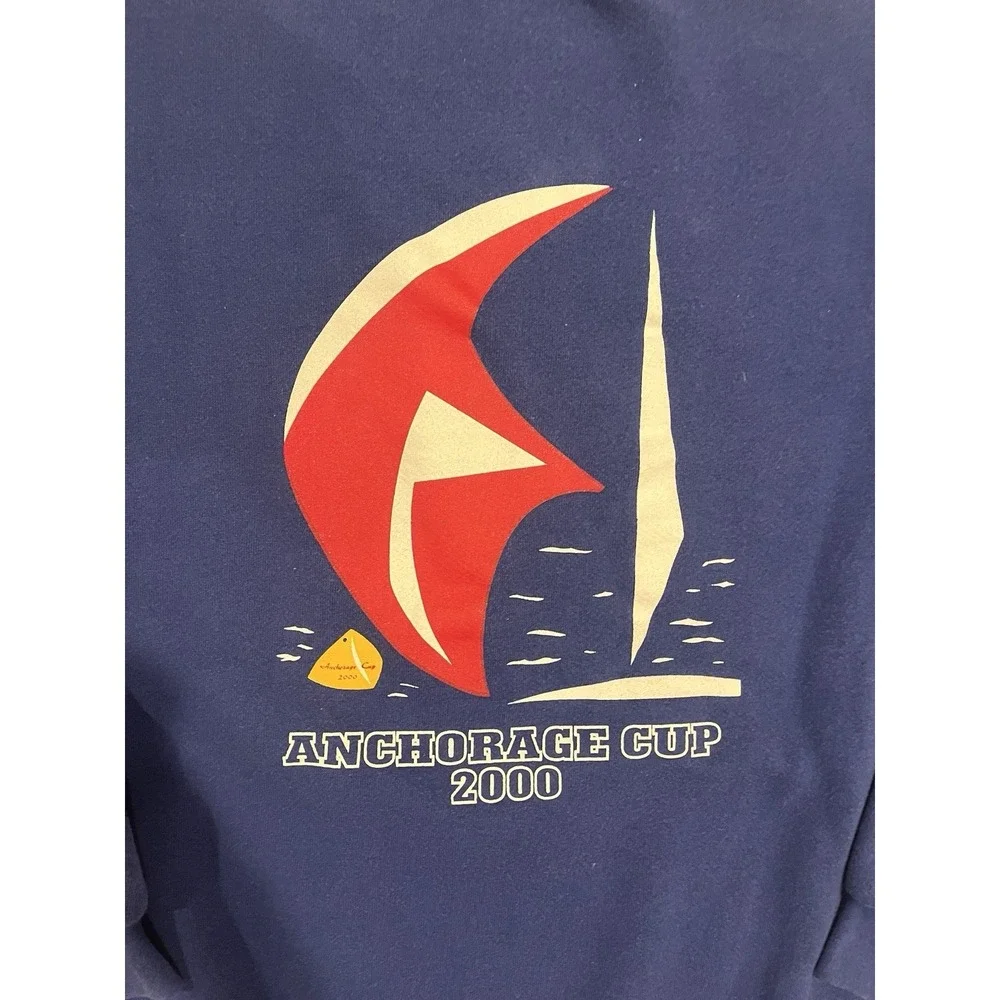 Vintage Lee Heavyweight Anchorage Cup 2000 Crewneck Sweatshirt‎ Size 2XL Blue